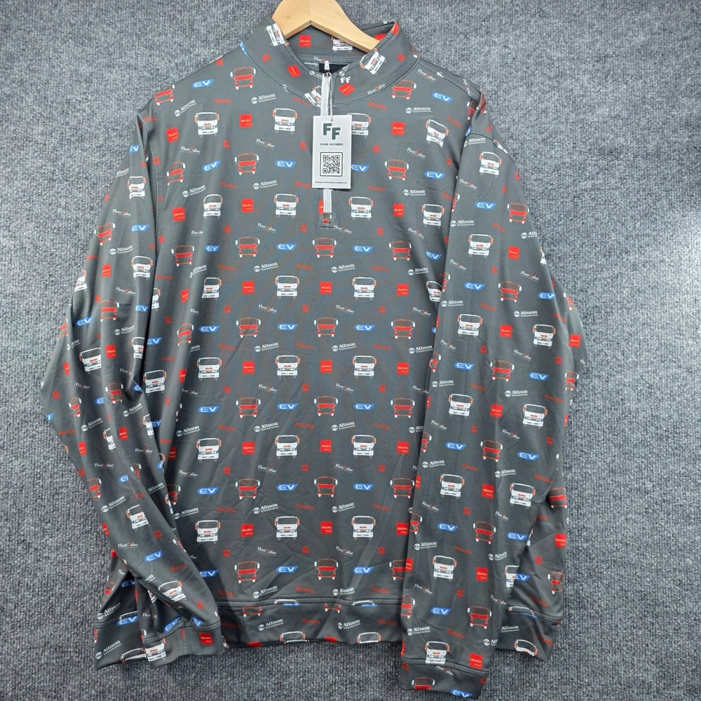 Fore Fathers Mens Isuzu Truck Allison Transmission Quarter Zip Pullover‎ Gray XL